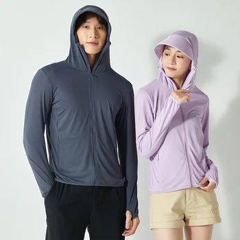 Summer New High Quality Ice Silk Couple Sun Protection Clothing Outdoor UV Protection Sports Running Sun Protection Top 1