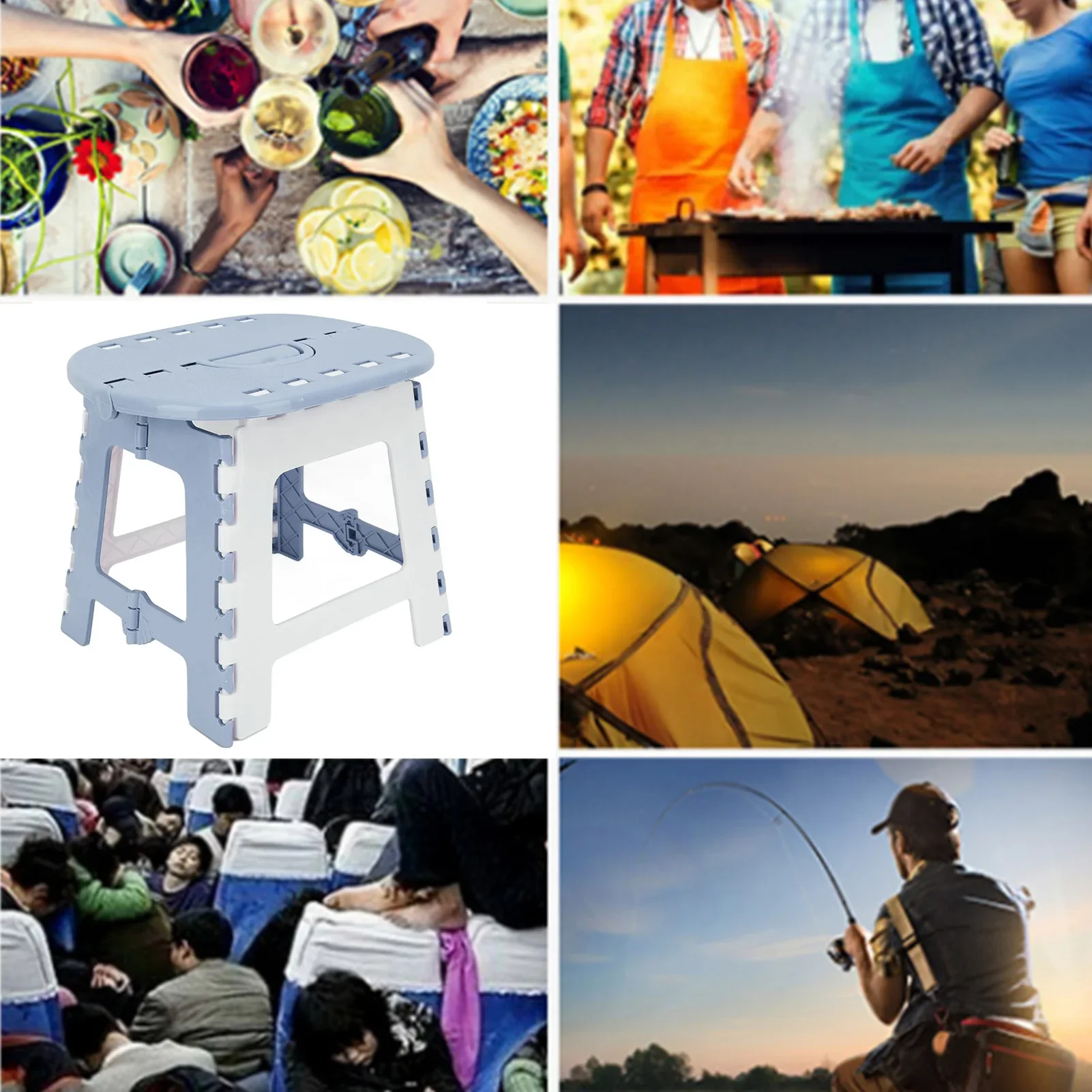 Foldable Step Stool Portable Household Plastic Small Folding Step Chair Space Saving For Outdoor Camping Hiking Fishing
