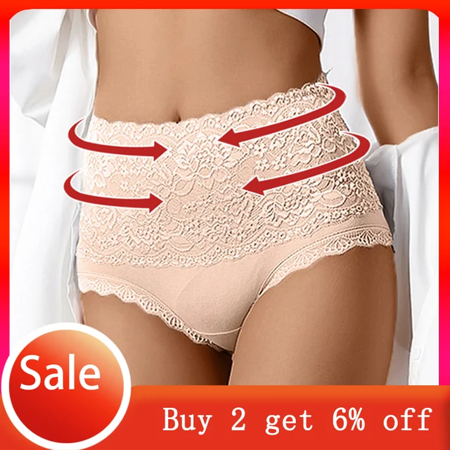 Panties Women High Waist Intimate 2021 Shaping Underwear Lace Plus Size  Briefs Butt Lift Seamless Lingerie