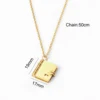 New Fashion Stainless Steel Book Pendant Necklaces for Women Men Waterproof Unisex Lovers Jewelry Length 20inch 6