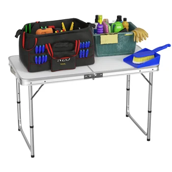 120cm Folding Picnic Table, Aluminum Alloy Camping Table that Fold Up,Portable Fold Away Garden Beach Barbecue BBQ Table,Outdoor 2