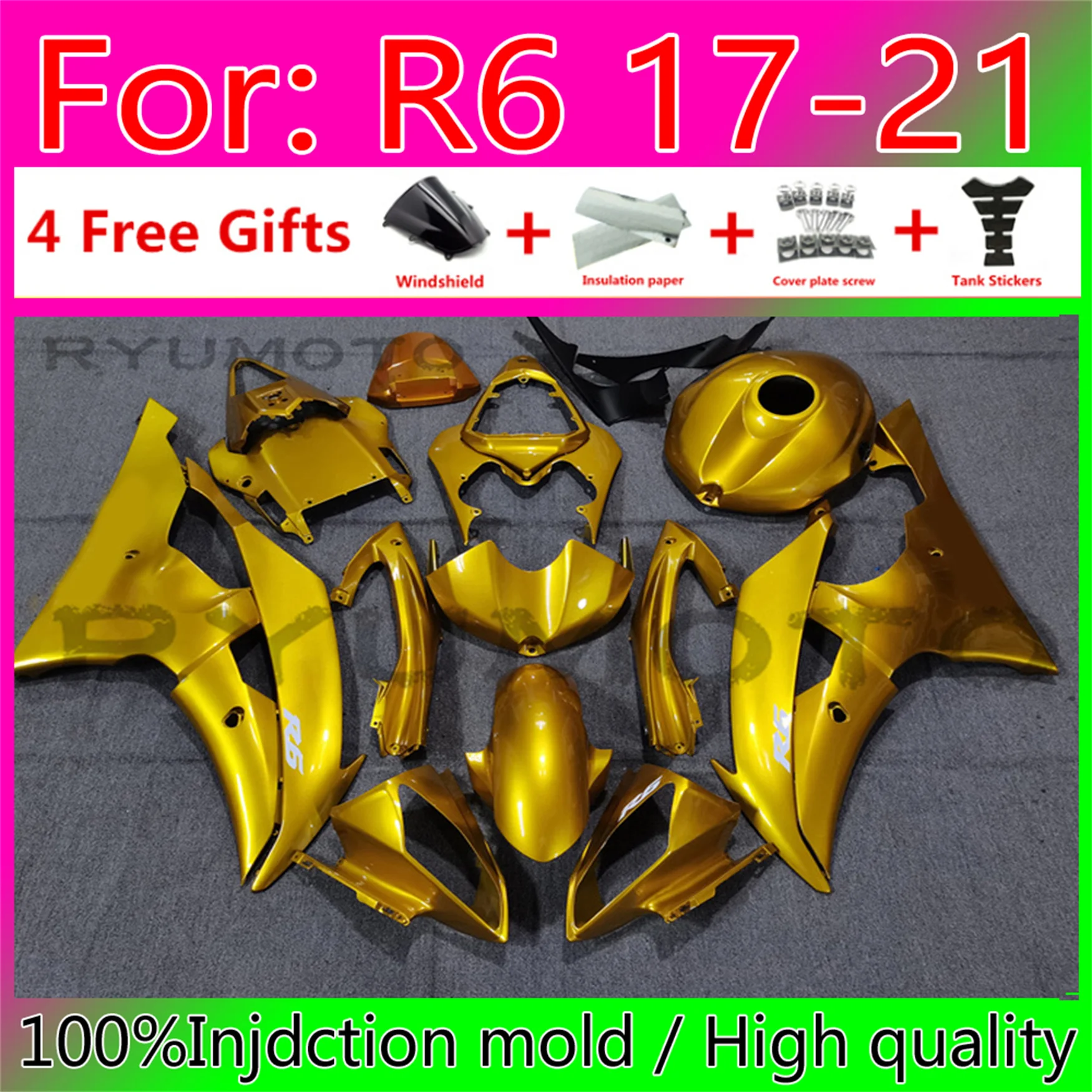 

Motorcycle Injection Fairing Kits For Yamaha YZF R6 2008 2009 10 2011 12 13 15 16 Fairings Bodywork YFZ-R6 08 09 11 yellow