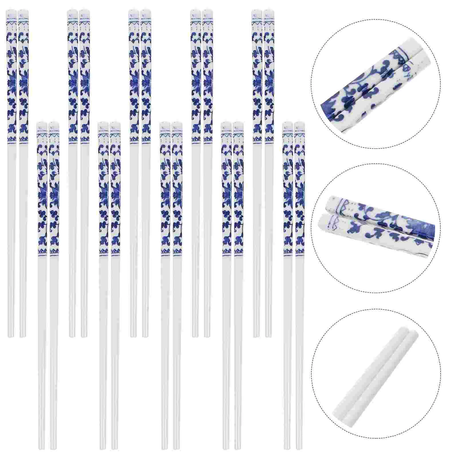 10 Pairs Blue and White Porcelain Chopsticks Ceramic Long Chopsticks Chinese Style Tableware for Home Restaurant 4