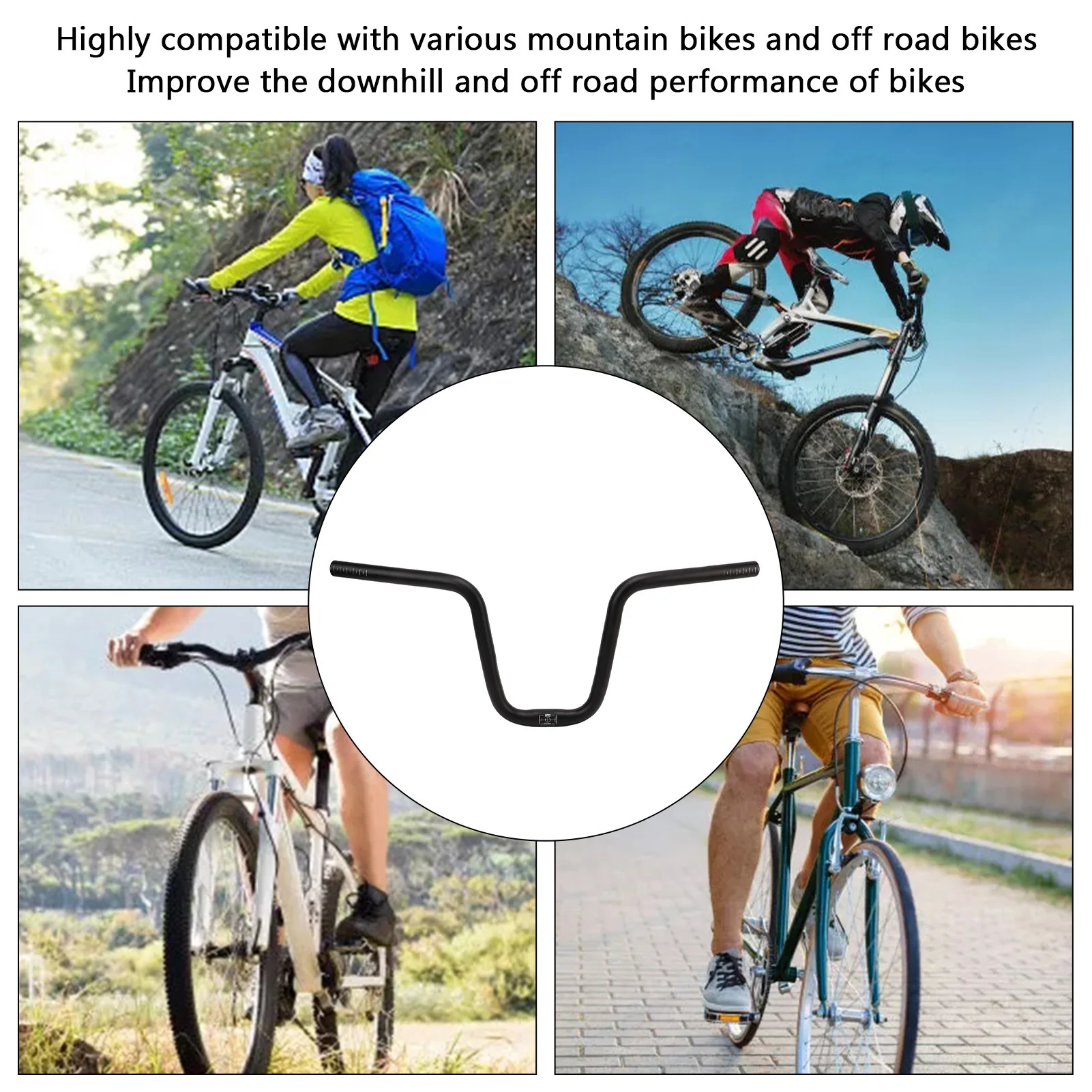Mountain Bike 25.4mm Diameter 580mm Extra Long Handlebar Aluminum Alloy Folding Road Bike Riser Handlebar Bike Acessories