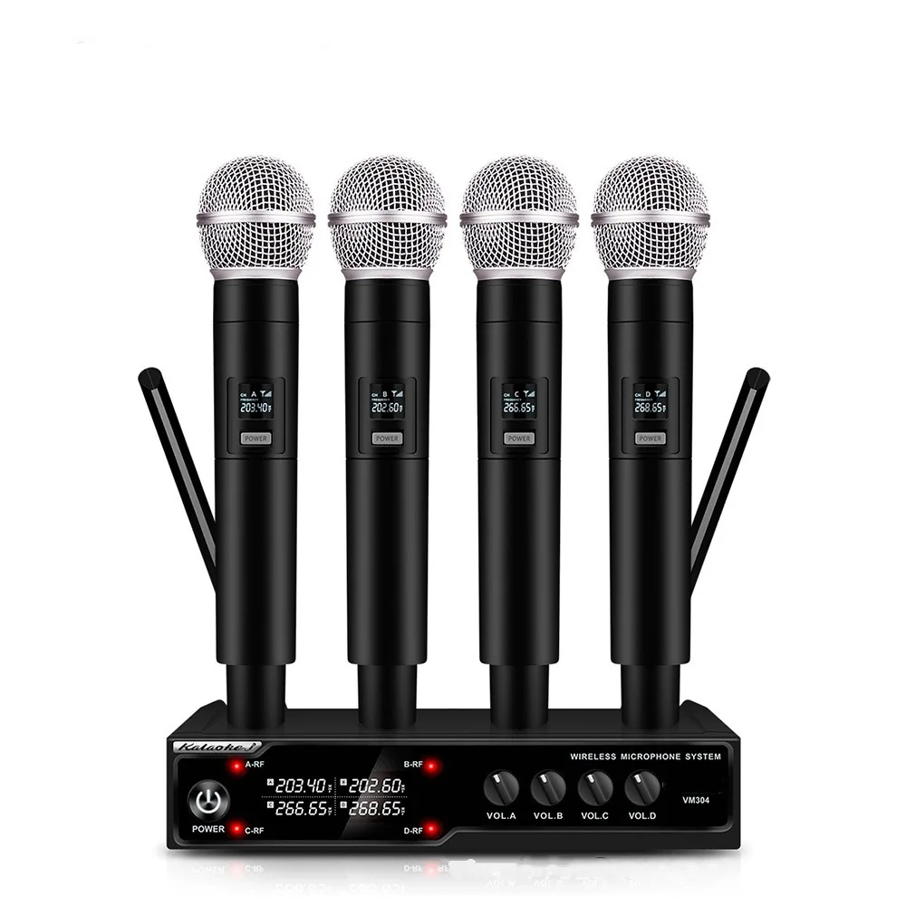 

VM302 VHF Wireless Microphone System with 2 or 4 Handheld Cordless Mic 80 Meters Distance for Church Speech Family Karaoke New