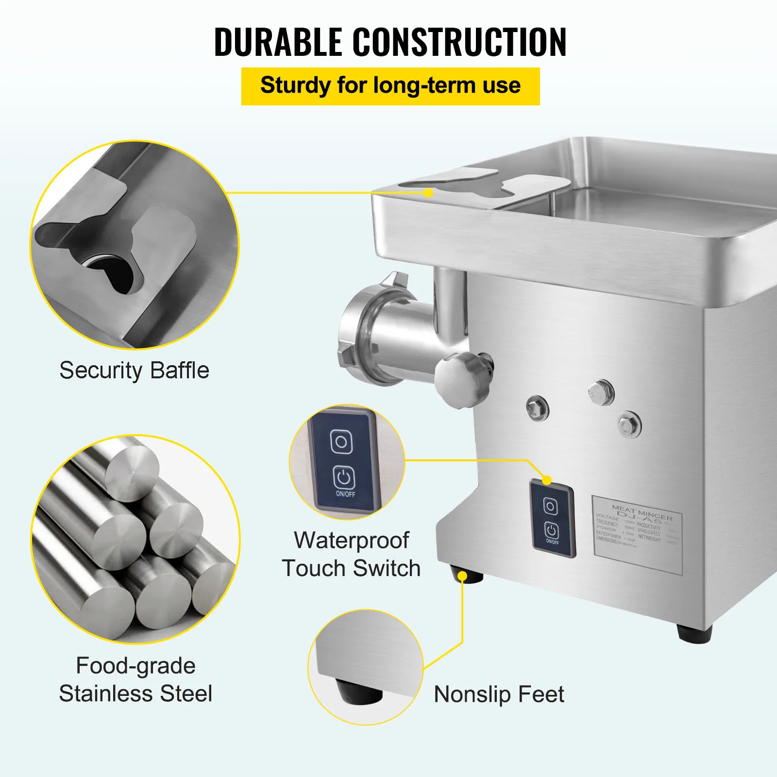 Commercial Grade Stainless Steel Heavy Duty Meat Grinder