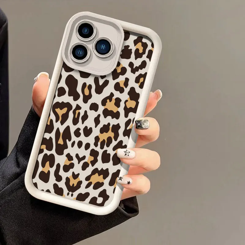 Leopard Print Shockproof Silicone Phone Case with Soft Bumper