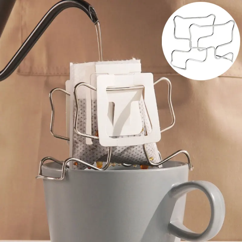 

Stainless Steel Reusable Holder For Japanese Style Disposable Ears Drip Bags Coffee Cup Dripper Baskets Filter Paper Bag Shelf