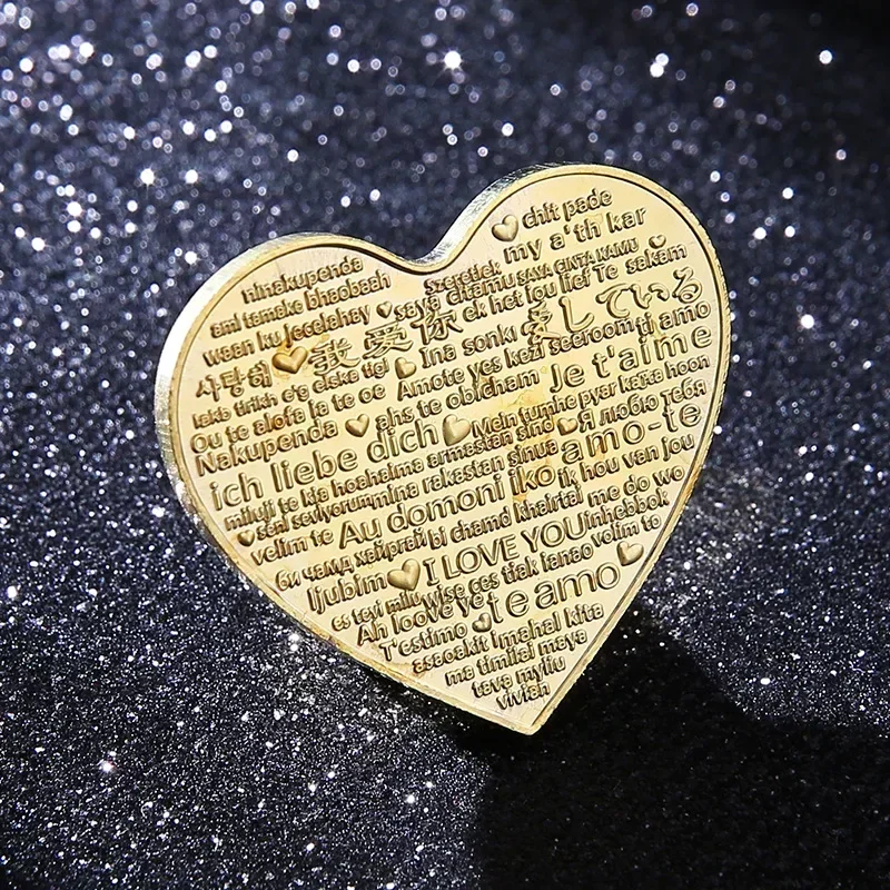 Red Rose Shape Commemorative Coin Heart Love Wedding Decoration Valentine Gift Non-currency Coins