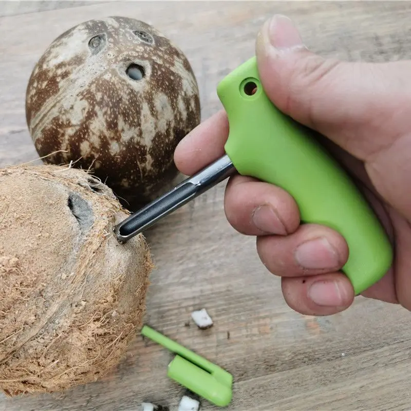 Coconut Opener Fruit Opener Double Ended Coconut Cutter With Wooden Handle Shell Knife Kitchen Gadget Tool