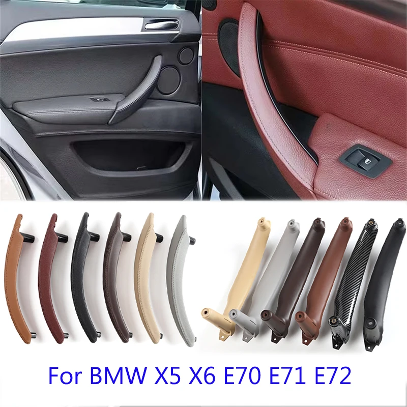 Interior Car Left Right Passenger Door Handle Leather Cover Trim Replacement For BMW X5 X6 E70 E71 E72 2007-2013