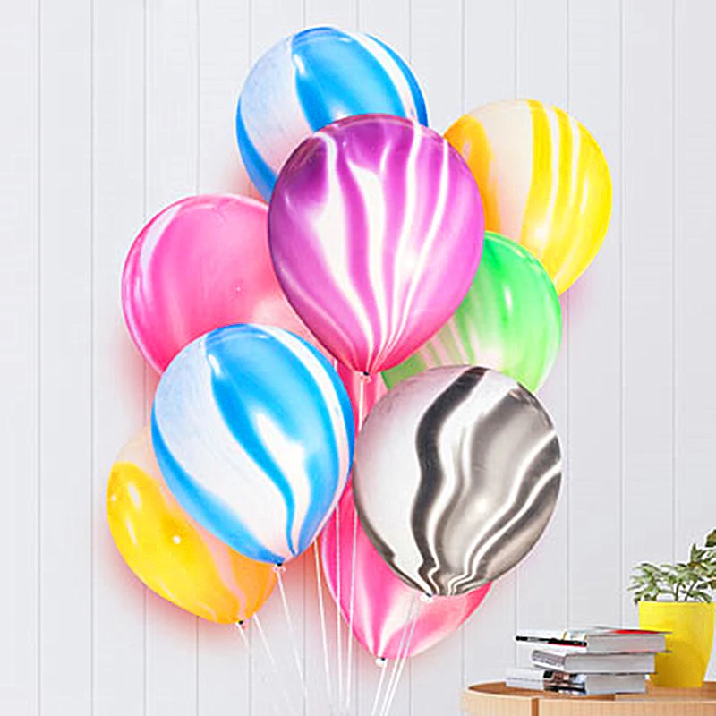 Colorful Agate Marble Latex Balloons - 12 Inch Party Decorations for Weddings, Birthdays, and Baby Showers