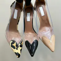 2025 Spring Summer New Fairy Wind Pointy High Heels Female Love Shaped Transparent Sandals Sexy Party Pumps - Image 5
