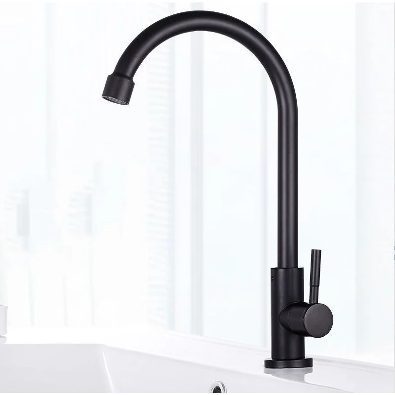Stainless steel black single-cold universal sink  vertical rotatable splash-proof faucet