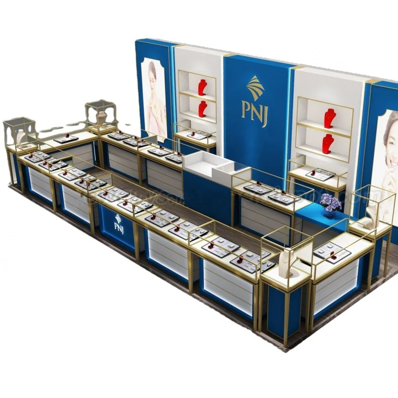Custom, stainless steel jewelry kiosk metal jewelry mall kiosk for display retail mall kiosk