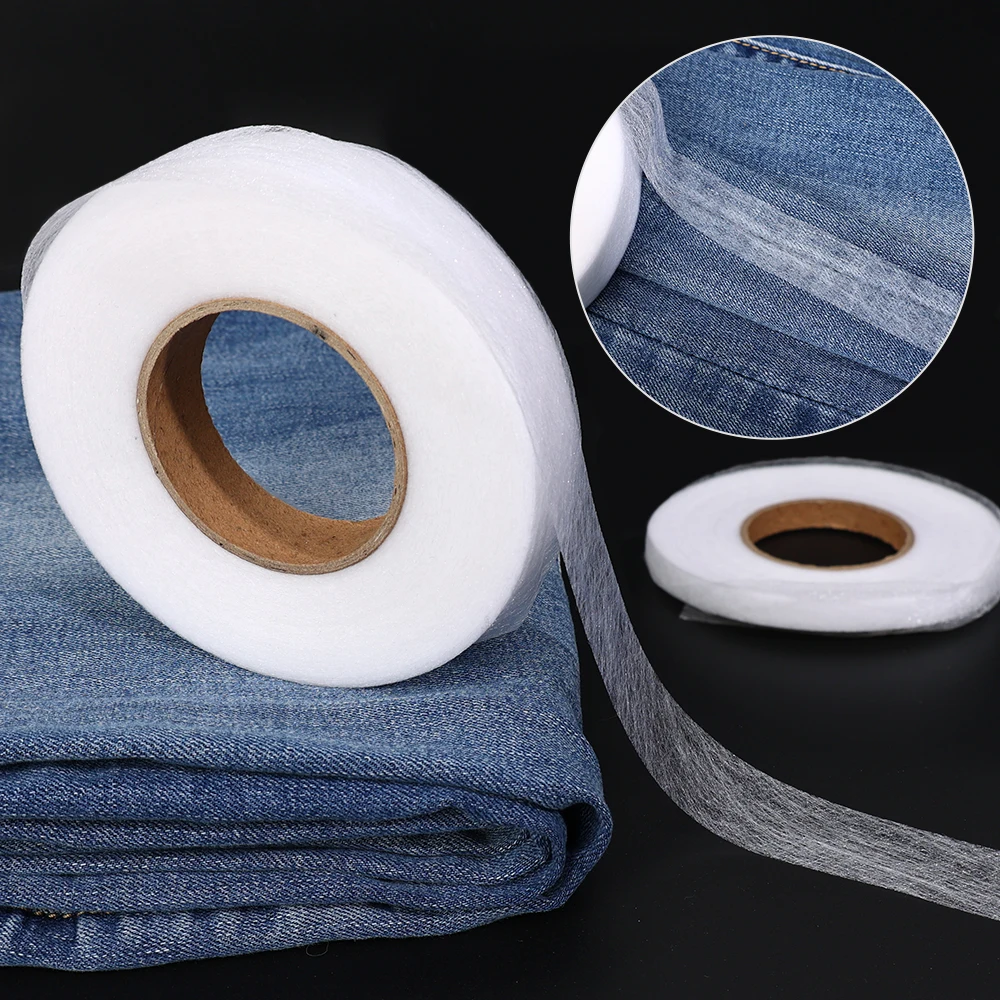 Description Picture 5 of item60M Double-sided Non-woven Interlining Adhesive Tape Iron On Hem Tape Edge Shorten Repair Pants For Hats Clothes DIY Sewing Tool
