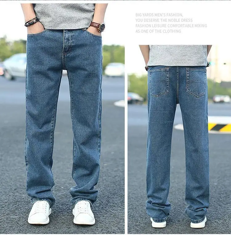 2022 Spring Summer Men's Thin Straight-leg Loose Jeans Classic Style Advanced Stretch Baggy Pants Male Wide leg jeans pants