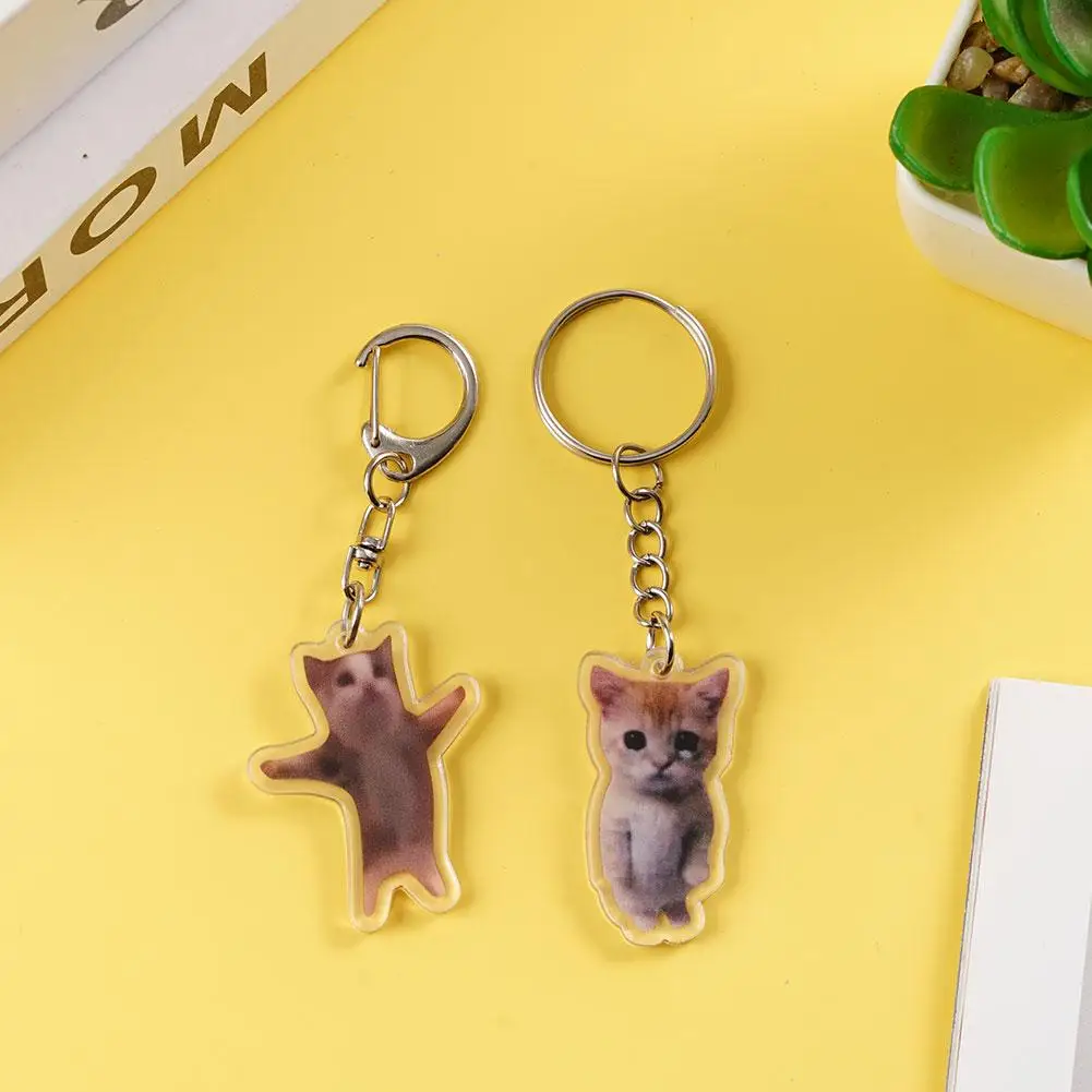 Mini Cute Banana Cat Meme Keychain Girl Students Funny Happy Love