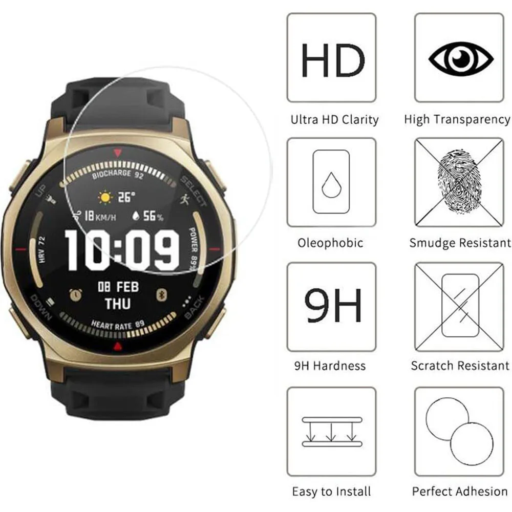 Huami Amazfit T-Rex 3 Pro 44MM 보호 필름 안티 스크래치 클리어 HD 2.5D 9H 프리미엄 용 3PCS 화면 보호기 강화 유리