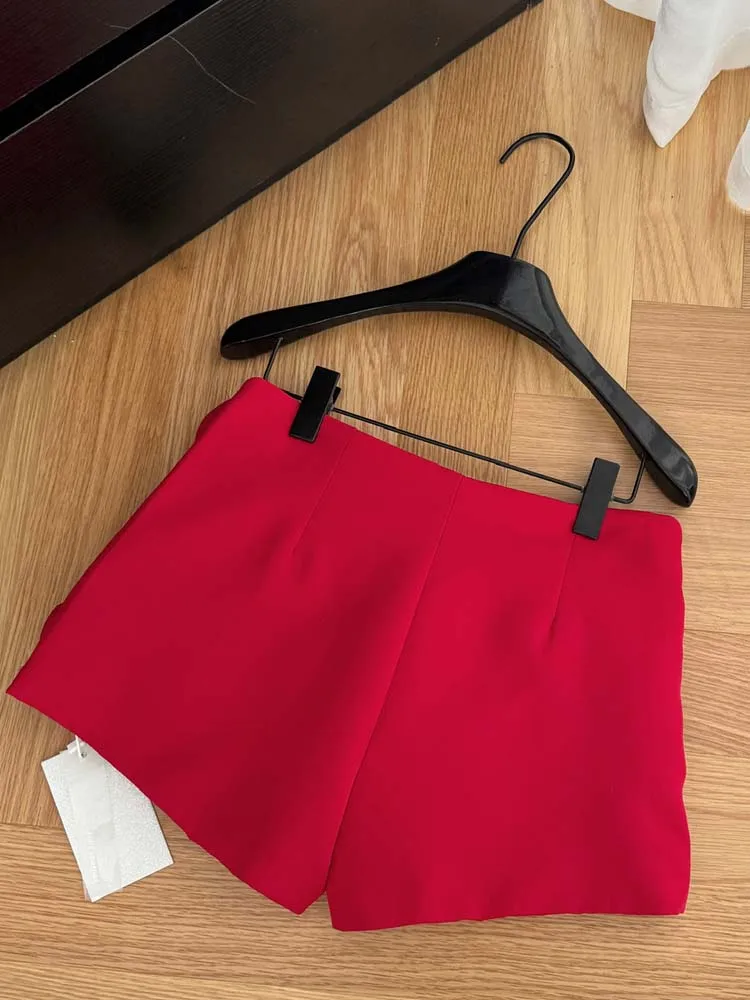 Women's Three-dimensional decoration floral shorts High street Red High waist mini skirt shorts Design 2024 Sexy INKEO 4B015 2