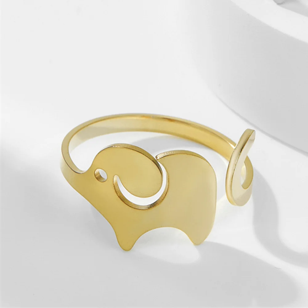 Cazador Animal Elephant Open Rings For Women Cute Finger Rings Gioielli In Acciaio Inossidabile 2024 Party Birthday Wedding Friends Gift