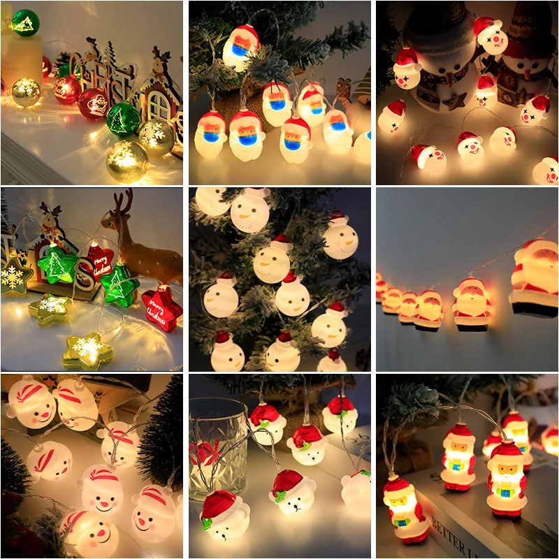 

Рождественское украшение, светодиодная гирлянда 1,5/3 м, украшение для рождественской елки с Санта-Клаусом, снеговиком, подвесное украшение для рождественской вечеринки, для дома