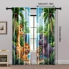 2pcs, Contemporary Curtains Jungle Safari Polyester Woven (without rod) Festive for Living Room, Bedroom, Kitchen, Dining 5