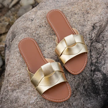 Summer Solid Color Flat Sandals 2025 Open Toe Outdoor Slippers Beach Women's Shoes Plus Size Zapatos De Mujer Slides ﻿ 1