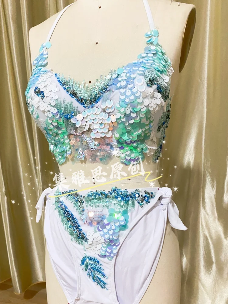 Sujetador de sirena de lentejuelas hecho a mano para mujer, trajes de baño  originales, fotografía subacuática, conjunto de Bikini de rendimiento de  buceo libre, barra Cos - AliExpress