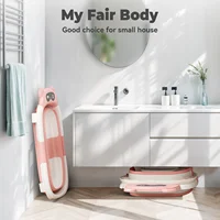 Baby Tub With Soft Cushion And Thermometer Foldable Baby Bathtub With Drain Hole Durable Foldable Baby Bath Tub Newborn To Toddl 5