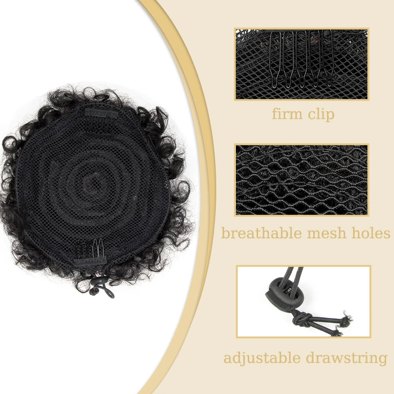 Afro Puffs Hair Bun Extension Wig for Kids Synthetic Kinky Curly Bun Hair Drawstring Ponytail Hairpiece for Kids Girls Daily Use