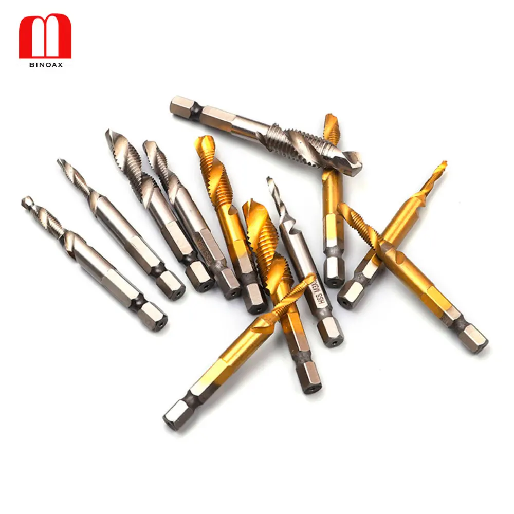6Pcs HSS Drill Tap Combination Bit Set Deburr Countersink Hex Bit M3