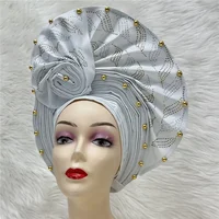 latest aso oke auto gele headtie Already Handmade African Cap Nigerian Wedding Gele Women Braid Turbans Ladies head Wraps 7L0981 1