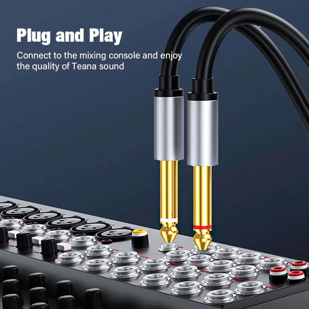 Premium Stereo to Mono Y Splitter Audio Cable - 3.5mm to Dual 6.35mm TS Connectors