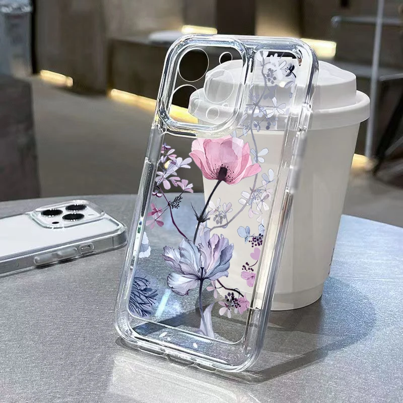 Clear Palm Tree Leaves Floral Phone Case Cover