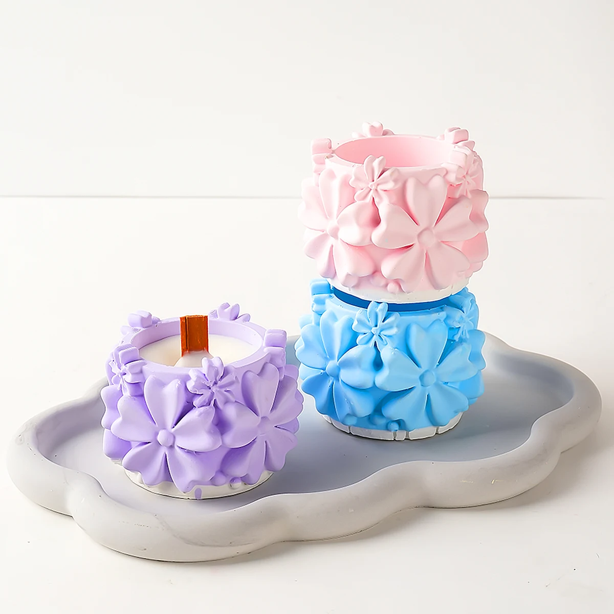 

Цветочный подсвечник, силиконовая форма, 3D лепесток, Ароматизированная банка для свечей, контейнер для хранения, искусственная гипсовая смола, форма «сделай сам», домашний декор