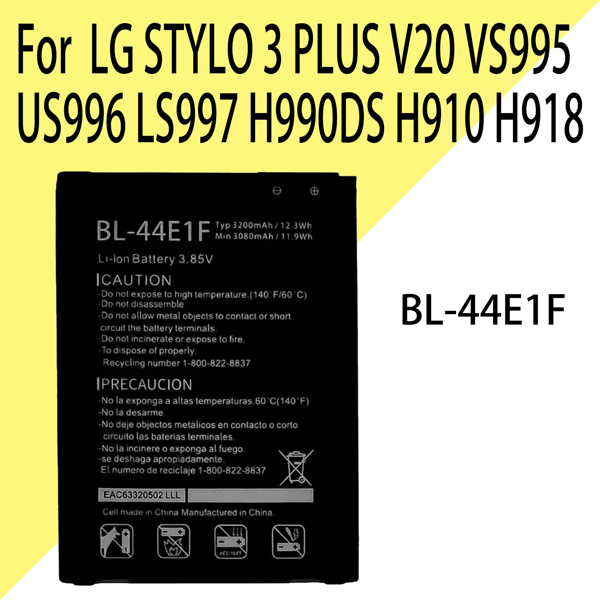 

BL-44E1F Baterai untuk LG V20 VS995 US996 LS997 H990DS STYLO3 STYLO 3 PLUS BL 44E1F Baterai Ponsel Kapasitas Asli Bateria