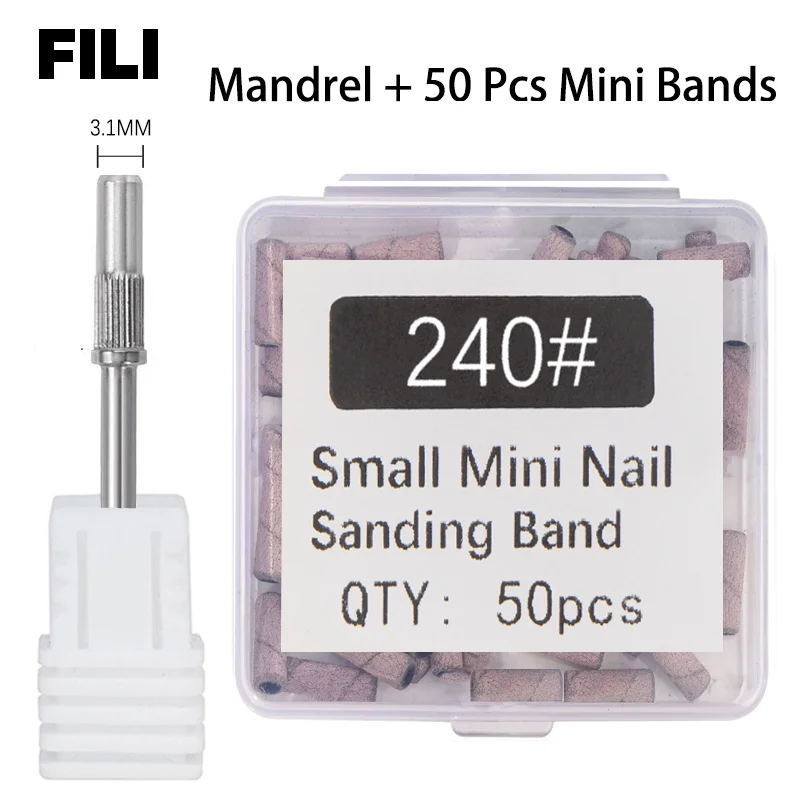 50Pcs 3.1MM Small Sanding Bands With Shaft Set For Dead Skin Calluses Nail Polishing Mini Sandband Nail Drill Bits Manicure Tool 2