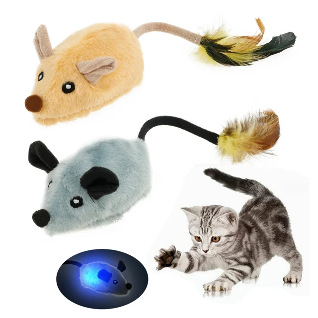 Cat Electric Mouse Plush Toys LED Glow Rechargeable Pet Interactive Toy Auto Moving Mice Realistic Kitten Relieve Boredom