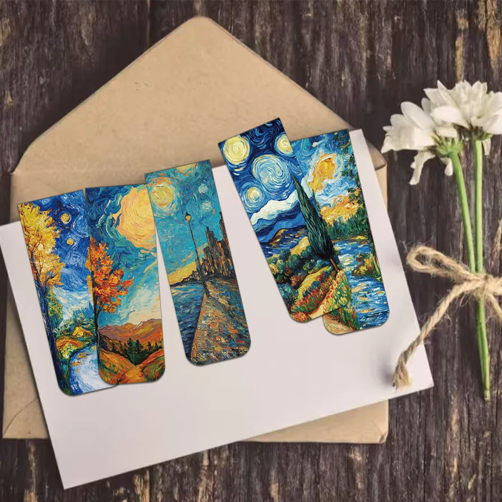 5PCS World Famous Paintings by Van Gogh Magnetic Bookmark Book Marking Page Clip DIY Student Stationery Creative Gifts magnetic bookmark bookmarks stationery supplies