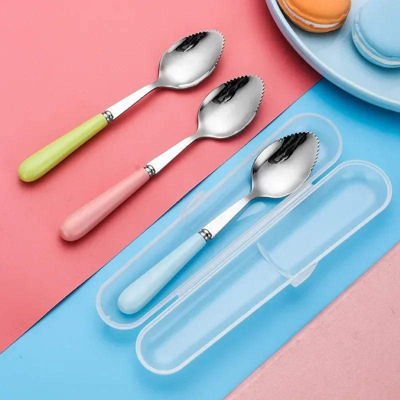 

Baby Food Fruit Puree Spoon Portable 304 Stainless Steel Baby Dredge Spoon Creative Children's Puree Spoon