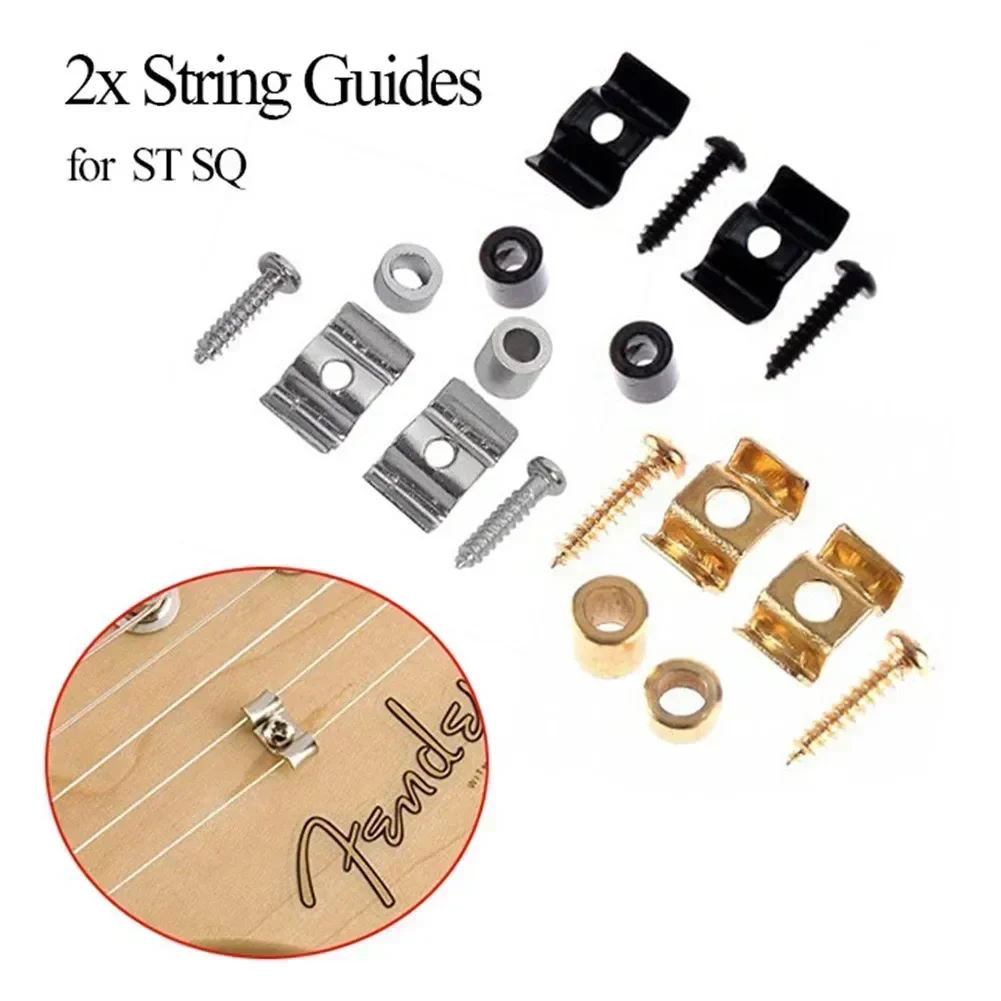 1 Paar Saitenbäume/Halterungen für E-Gitarre, Gold/Schwarz/Chrom mit Schraubführung, passend für Telecaster-E-Gitarren-Zubehör