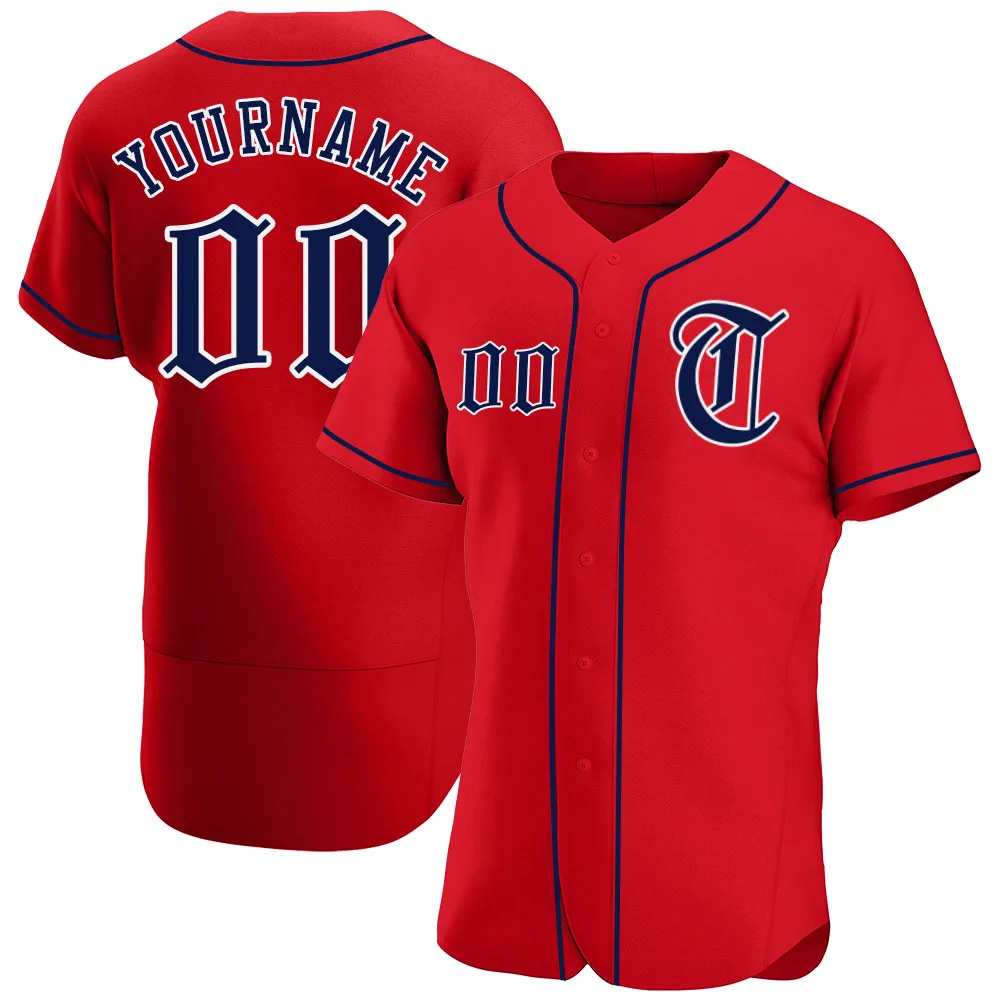 Baseball Jersey Design Printed Team Name Number Red Blue Baseball Shirt Hip Hop Street Style Softball Uniform Men/Youth