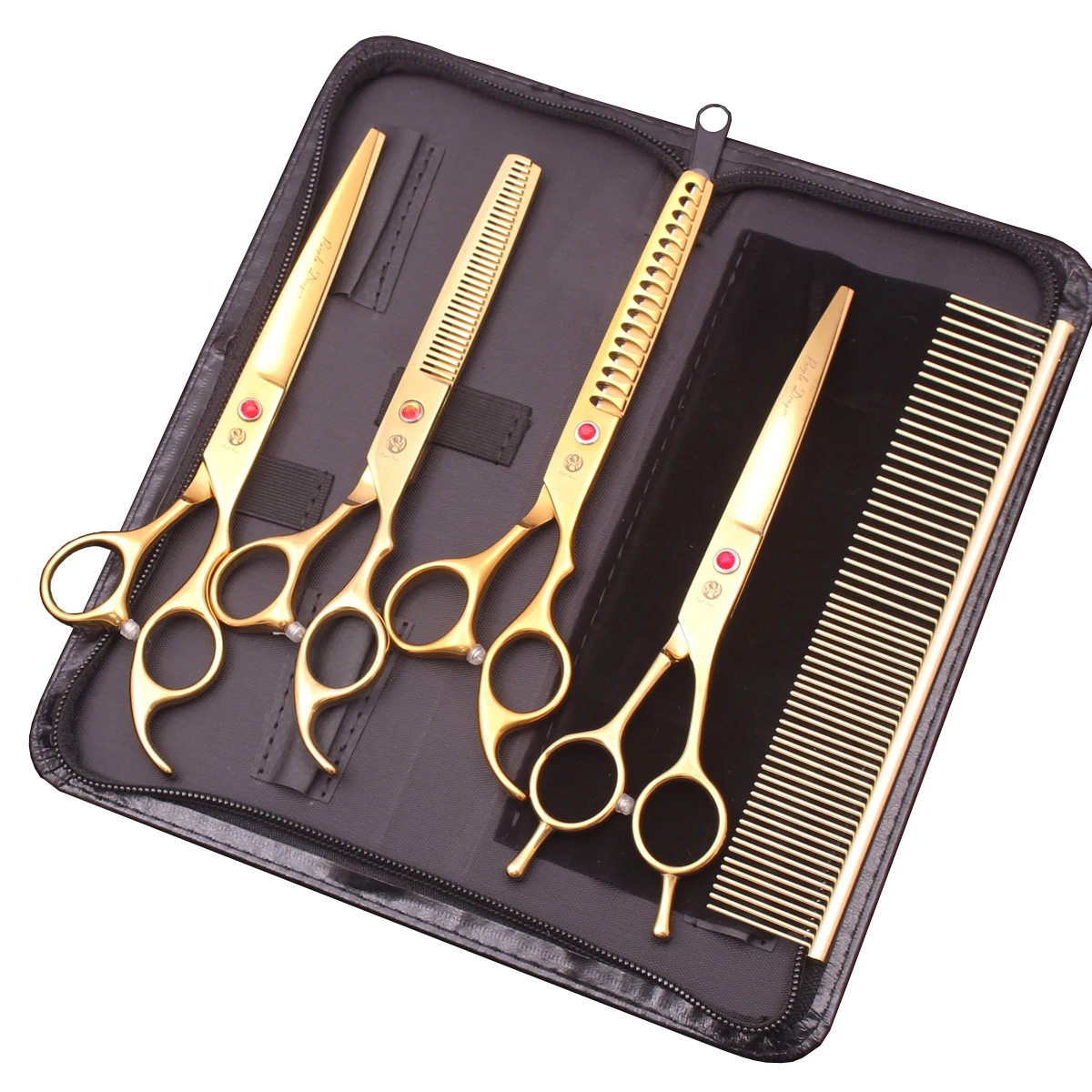 7" Purple Dragon Dog Grooming Scissors Set Japan Steel Curved Scissors Thinning Straight Shears Z3002