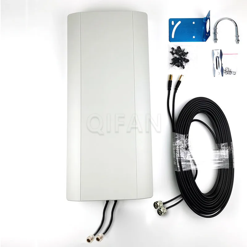 Waterproof Fixed-Mount Outdoor Antenna, Directional Panel Antenna, Cross-Polarized MIMO, 3G, 4G, 5G, 2x16dBi, High-Gain