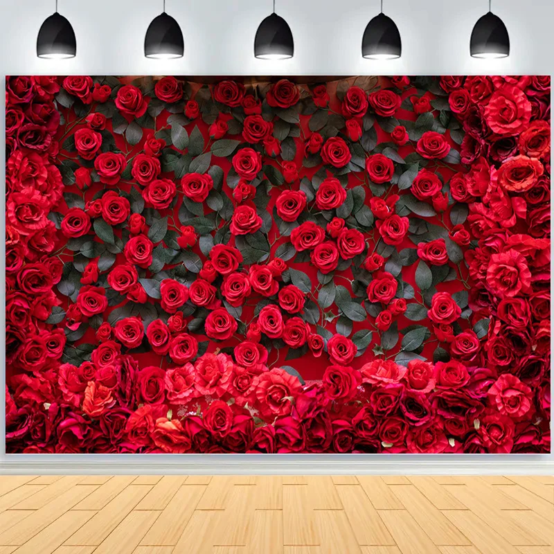 

SHUOZHIKE Romantic Valentine's Day Photography Backdrops Props Red Rose Sparkle Wedding Love Heart Studio Background VS-90
