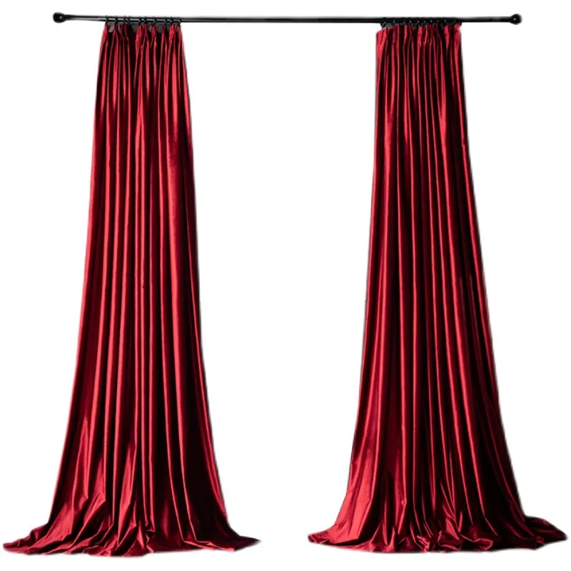 Light Luxury Retro Velvet Curtains for Living Rom Bedroom Thicken Red