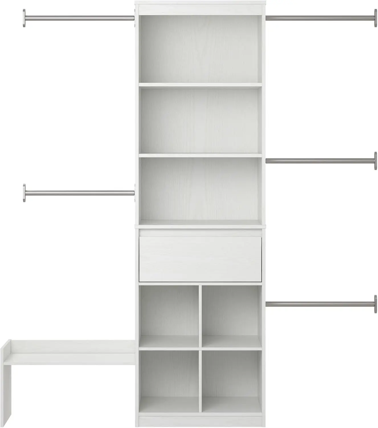 Grow with Me Adjustable Kids&rsquo; Closet Organizer System, 15.69" D x 95.44" W x 76.62" H, White