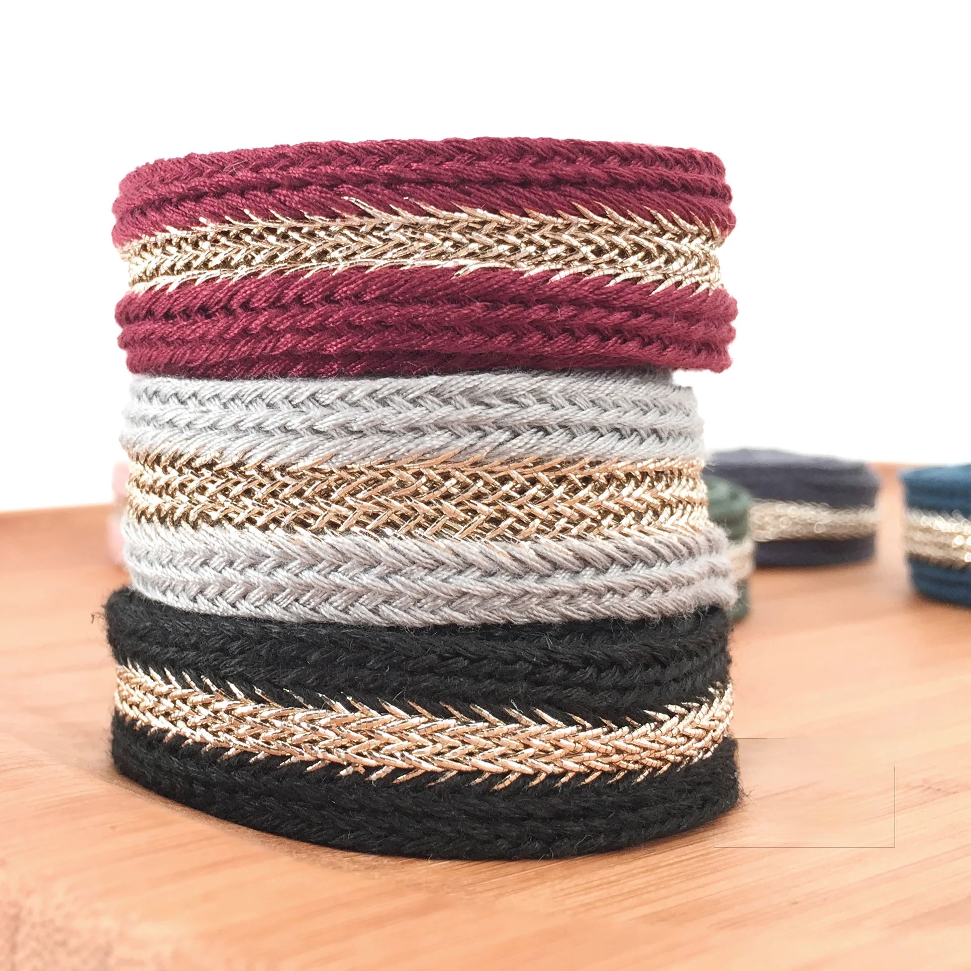 금사 끈 벨트 와이드 밴드 DIY 의류 액세서리 헤어 장식 홈 봉제 프로젝트용 직조 끈