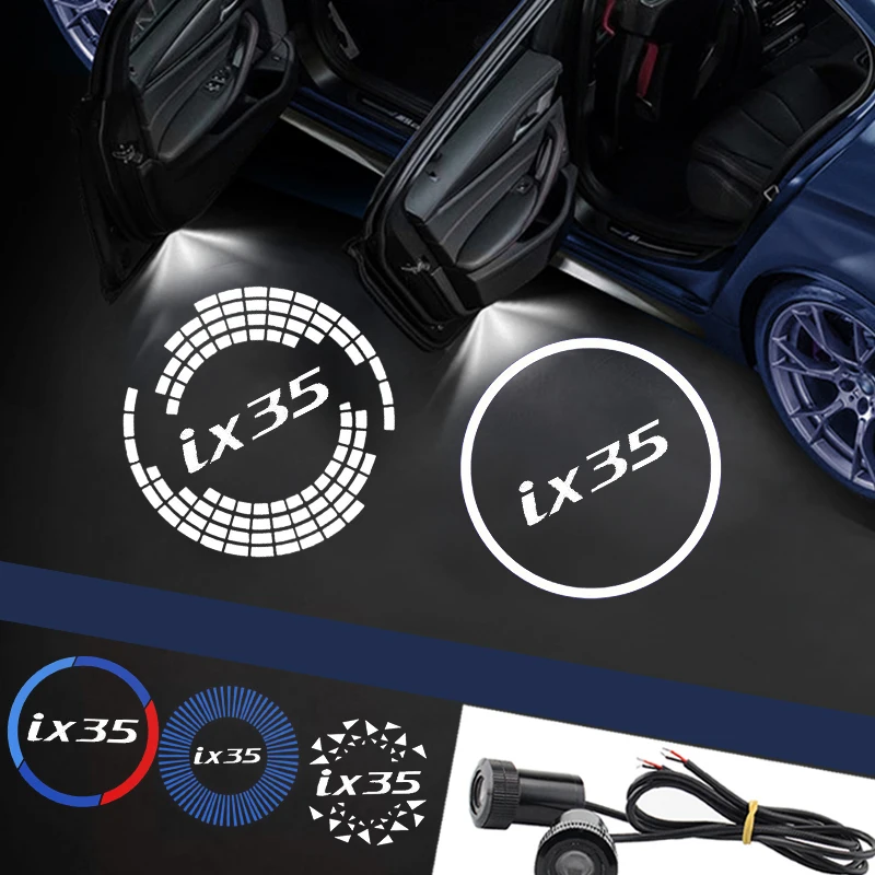 2Pcs Universal Car Door Led Proiettore Luci Personalizzate Per Hyundai Ix35 Logo Welcome Lamp Car Door Welcome Lights Accessori